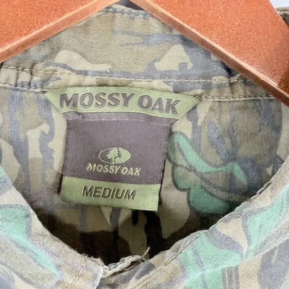 Vintage Mossy Oak Camo Button Up Shirt Mens Medium Vented Hunting Cotton - Picture 4 of 11